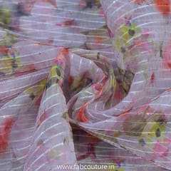 Light Pink Poly Organza Print With Embroidered Fabric