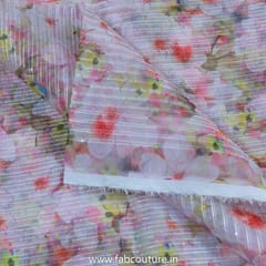 Light Pink Poly Organza Print With Embroidered Fabric