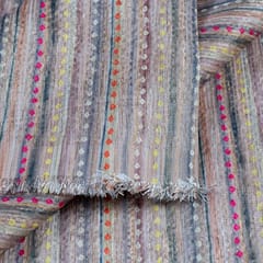 Beige Colour Chanderi Zari Digital Printed Fabric