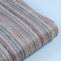 Beige Colour Chanderi Zari Digital Printed Fabric