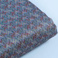 Grey Colour Chanderi Zari Digital Printed Fabric