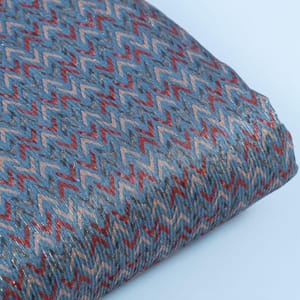 Grey Colour Chanderi Zari Digital Printed Fabric