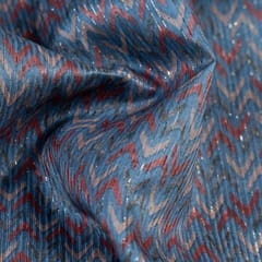 Grey Colour Chanderi Zari Digital Printed Fabric