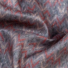 Brown Colour Chanderi Zari Digital Printed Fabric