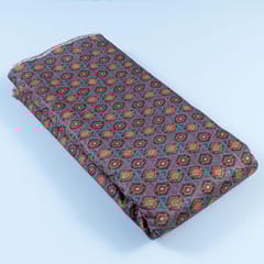 Grey Colour Chanderi Zari Digital Printed Fabric