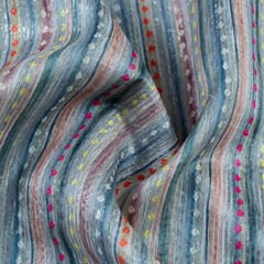 Firozi Colour Chanderi Zari Digital Printed Fabric