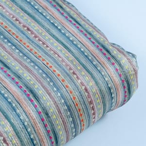 Firozi Colour Chanderi Zari Digital Printed Fabric