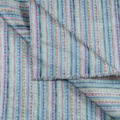 Firozi Colour Chanderi Zari Digital Printed Fabric