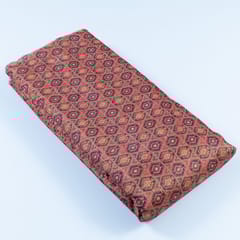 Rust Colour Chanderi Zari Digital Printed Fabric