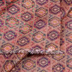 Rust Colour Chanderi Zari Digital Printed Fabric