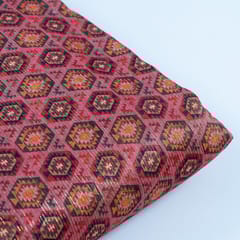 Pink Colour Chanderi Zari Digital Printed Fabric