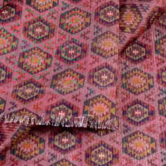 Pink Colour Chanderi Zari Digital Printed Fabric