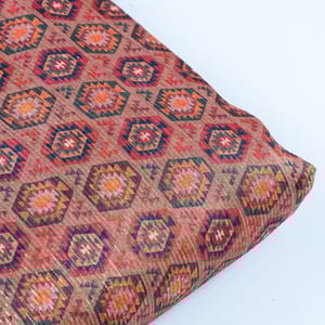 Rust Colour Chanderi Zari Digital Printed Fabric