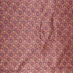 Rust Colour Chanderi Zari Digital Printed Fabric