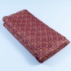 Pink Colour Chanderi Zari Digital Printed Fabric