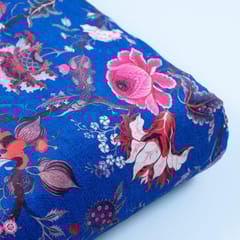 Royal Blue Velvet Digital Printed Fabric