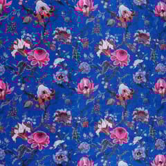 Royal Blue Velvet Digital Printed Fabric