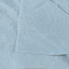 White Dyeble Chinon Chiffon Embroidered Fabric
