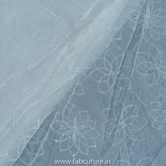 White Dyeble Chinon Chiffon Embroidered Fabric