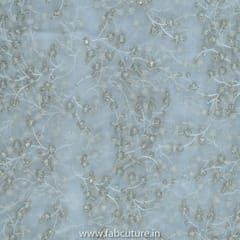 White Dyeble Organza Embroidered Fabric