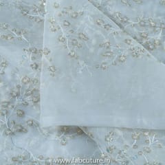White Dyeble Organza Embroidered Fabric