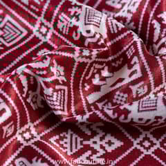 Maroon Colour Mashru Silk Ajrakh Printed Fabric