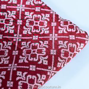 Maroon Colour Mashru Silk Ajrakh Printed Fabric