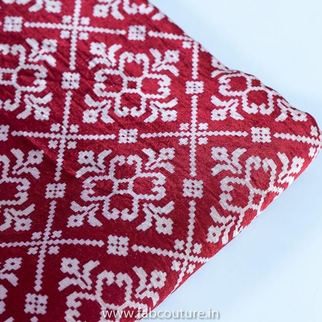 Maroon Colour Mashru Silk Ajrakh Printed Fabric