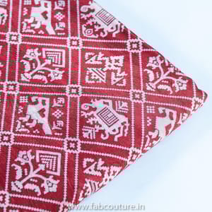 Maroon Colour Mashru Silk Ajrakh Printed Fabric