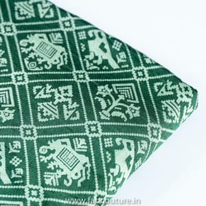 Green Colour Mashru Silk Ajrakh Printed Fabric