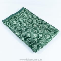 Green Colour Mashru Silk Ajrakh Printed Fabric