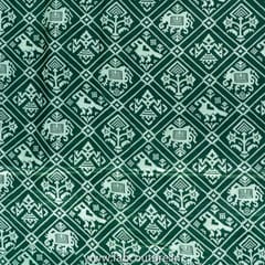 Green Colour Mashru Silk Ajrakh Printed Fabric