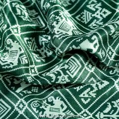 Green Colour Mashru Silk Ajrakh Printed Fabric