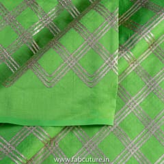 Green Colour Chanderi Embroidered Fabric