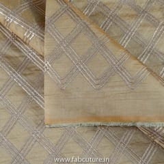 Beige Colour Chanderi Embroidered Fabric