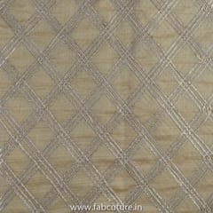 Beige Colour Chanderi Embroidered Fabric