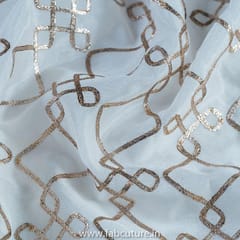 White Dyeble Chinon Chiffon Embroidered Fabric