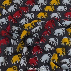 Grey Colour Cotton Printed Fabric