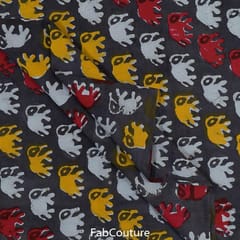 Grey Colour Cotton Printed Fabric