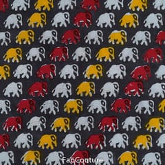 Grey Colour Cotton Printed Fabric