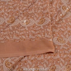 Beige Colour Georgette Embroidered Fabric