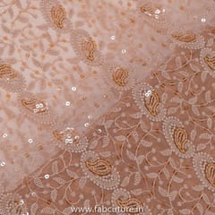 Beige Colour Georgette Embroidered Fabric