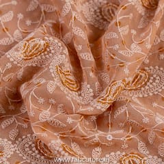 Beige Colour Georgette Embroidered Fabric