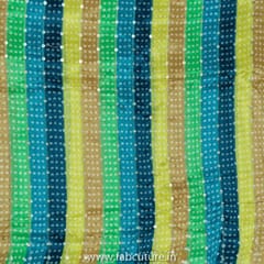 Green Colour Chinon Chiffon Print With Embroidered Fabric