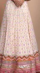 Purple Georgette Jacquard Jaal fabric