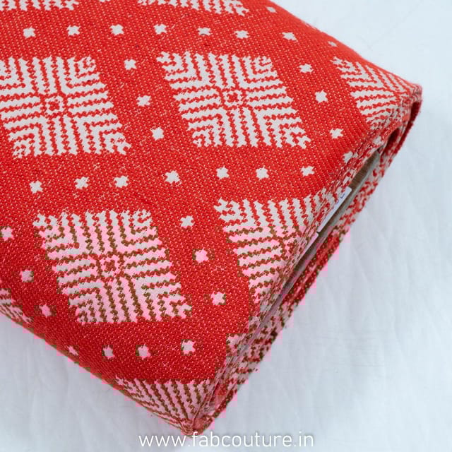Orange Jacquard Fabric
