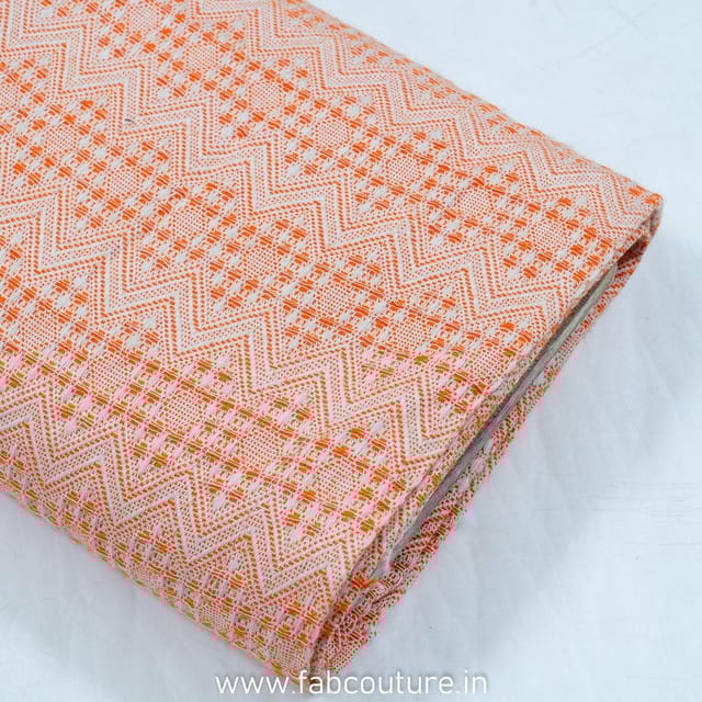 Orange Jacquard Fabric