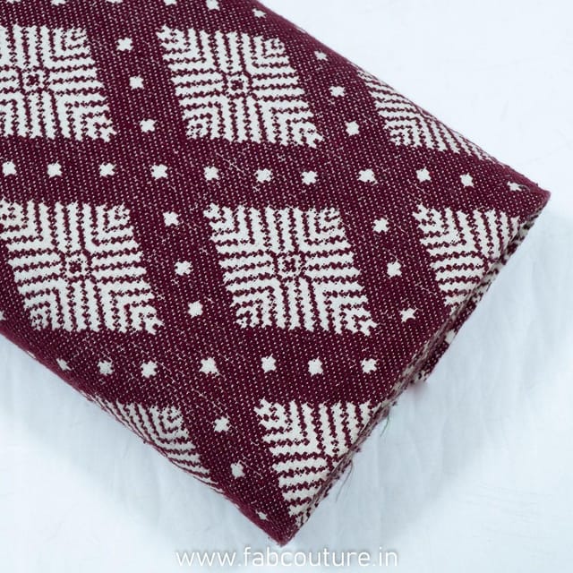 Maroon Jacquard Fabric