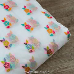 White Dyeable Organza Jacquard fabric