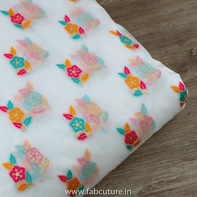 White Dyeable Organza Jacquard fabric